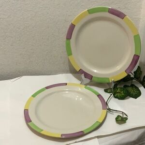 Set of 2 HOMER LAUGHLIN CHINA LEAD FREE 12 3/8” PLATTER GREEN PURPLE B5